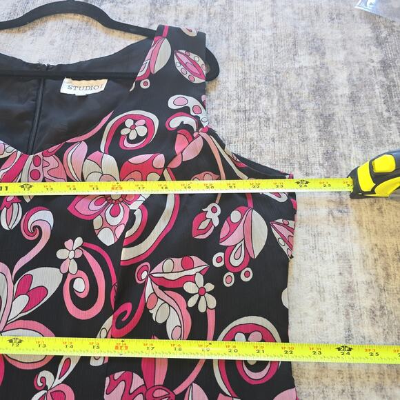 VTG Studio I Dress Women Plus Size 20W Sleeveless Floral Ruffle MOD 90s Coquette - Picture 9 of 11